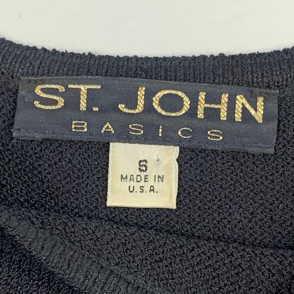 St John Basics Santana Knit Black Tank Top Sz S Sleeveless - Picture 3 of 9